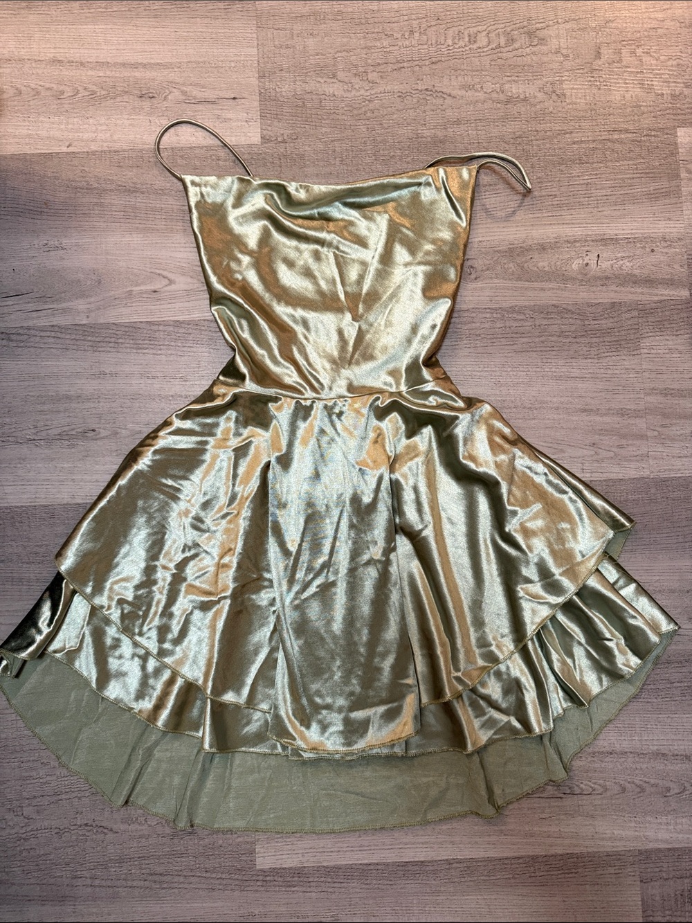 Silky Cowl Neck Green Dress Size Small
